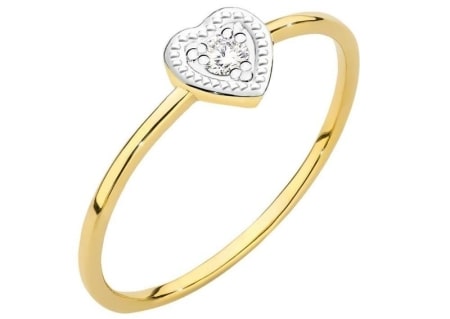 Złoty pierścionek 585 zaręczynowy z diamentem 0,02 ct