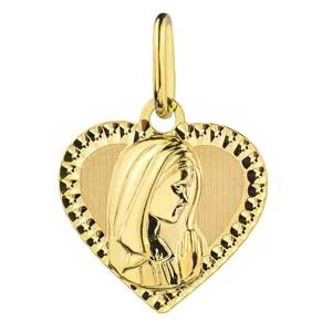 Złoty medalik 585 Matka Boska w diamentowanym sercu